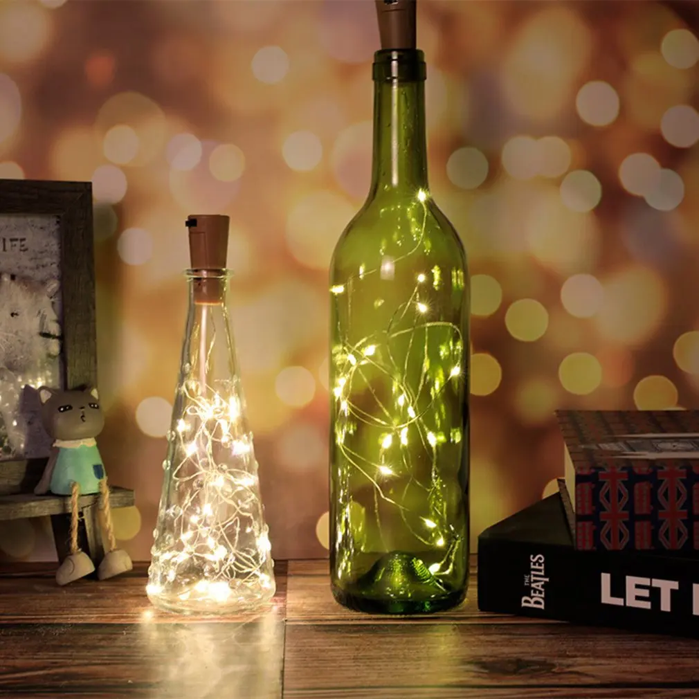 Solar Cork Wine Bottle Stopper Copper Wire String LED Lights Fairy Lamps For Indoor