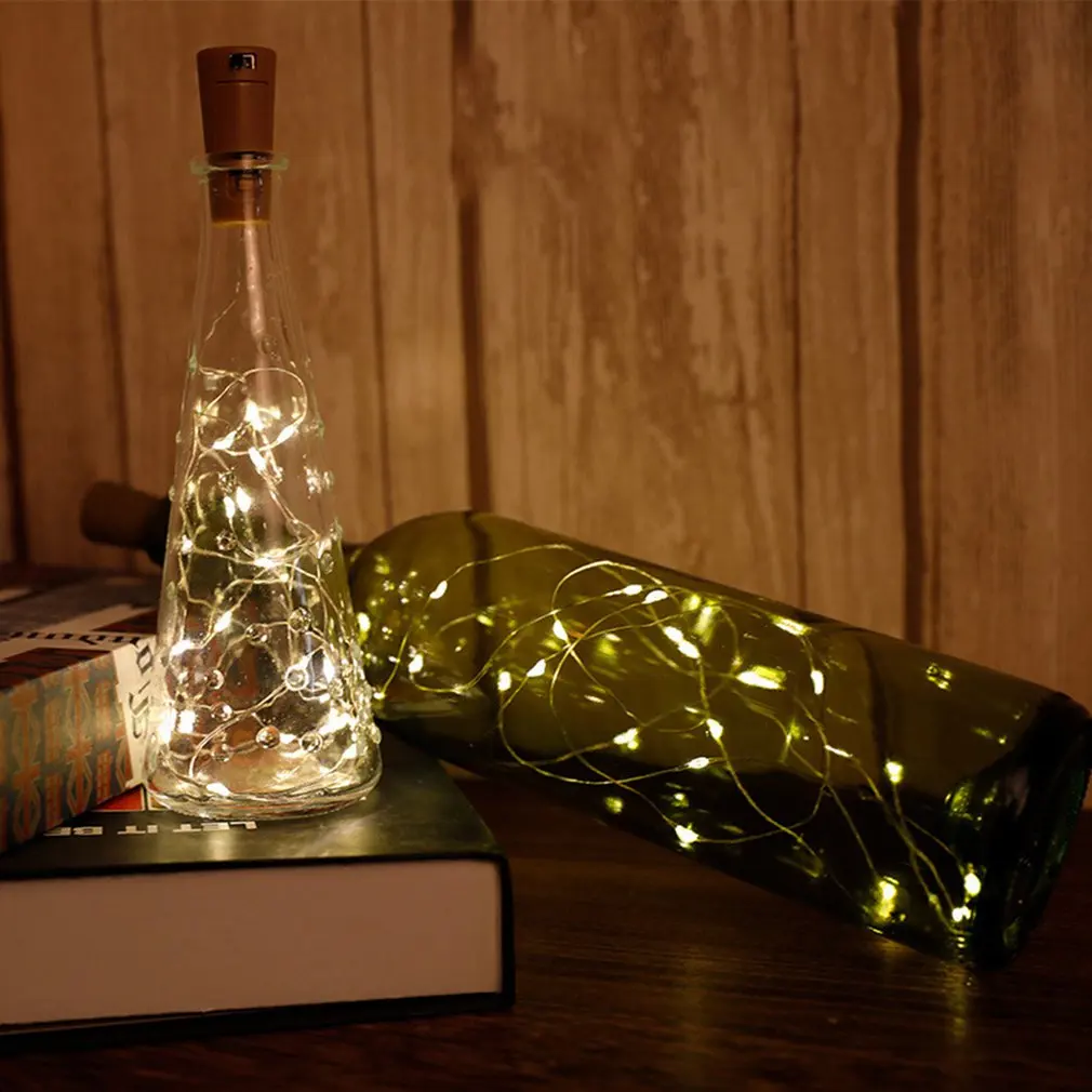 Solar Cork Wine Bottle Stopper Copper Wire String LED Lights Fairy Lamps For Indoor