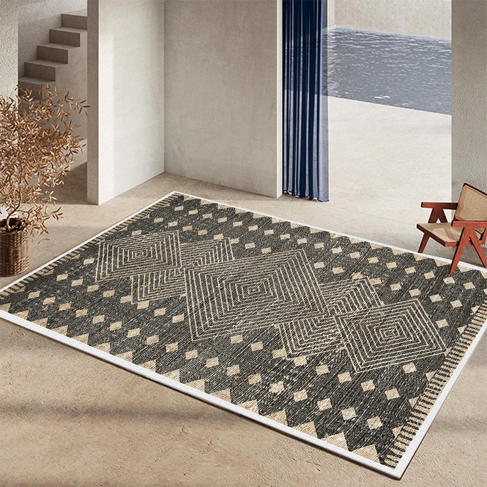 Black Abstract Printed Carpet Living Room Large Area Rugs