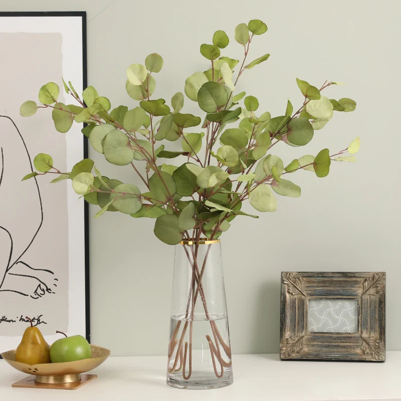 Autumn Artificial Eucalyptus Leaves Bouquets Fake Plants Silk Faux Apple Leaf Branches For Wedding Home Garden Decoration Wreath