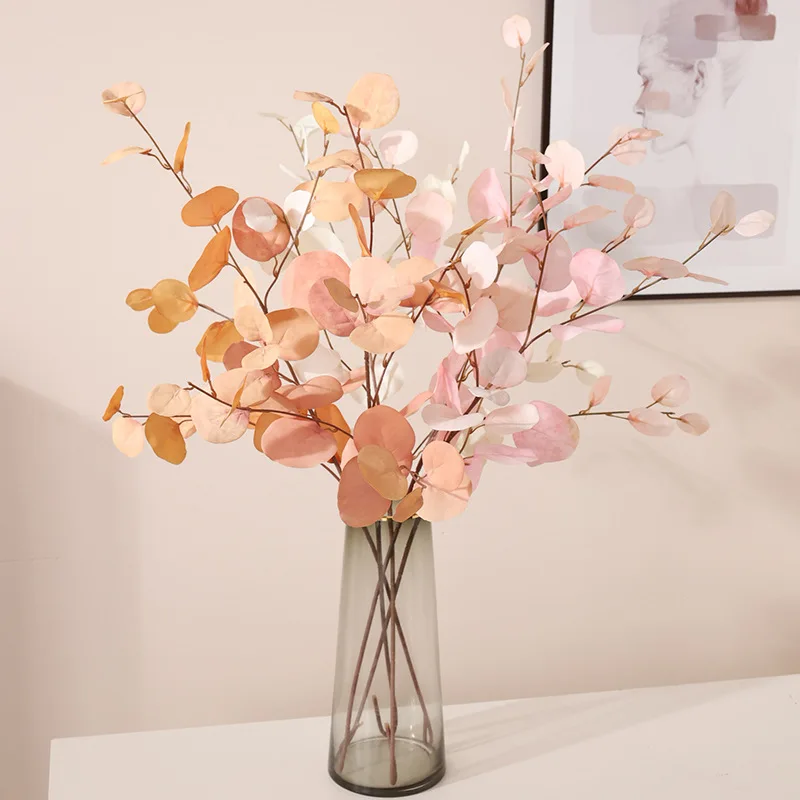Autumn Artificial Eucalyptus Leaves Bouquets Fake Plants Silk Faux Apple Leaf Branches For Wedding Home Garden Decoration Wreath