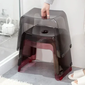 Oxblood Red Bathroom Furniture Plastic Stool Designer Antiskid Elderly Shower Bath Chair Seat For Adults