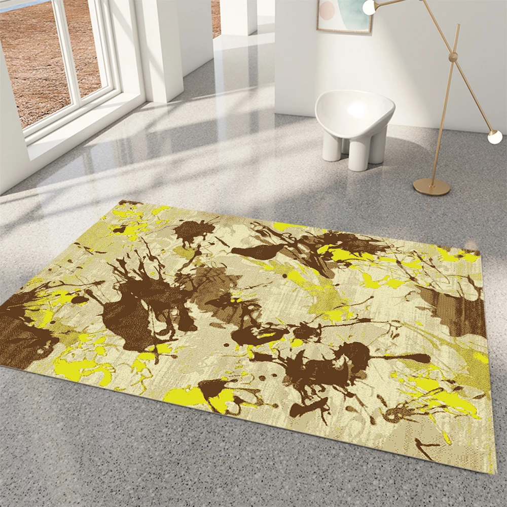Japanese Light Luxury Living Room yellow Carpet Soft Waterable Bath Mat