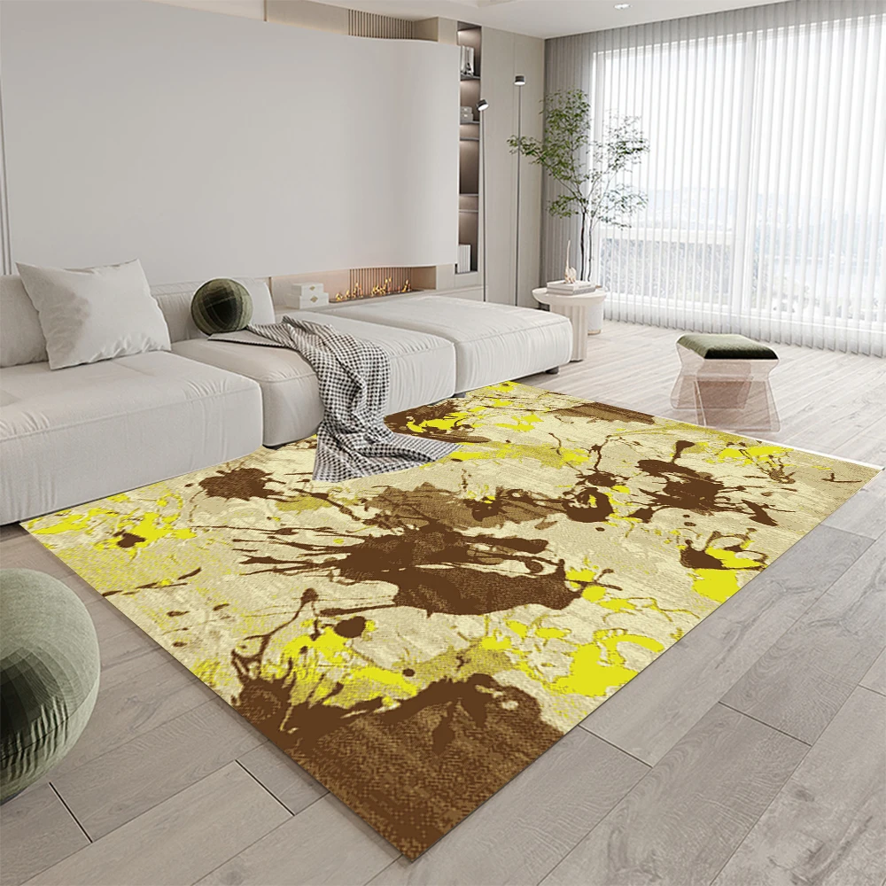 Japanese Light Luxury Living Room yellow Carpet Soft Waterable Bath Mat