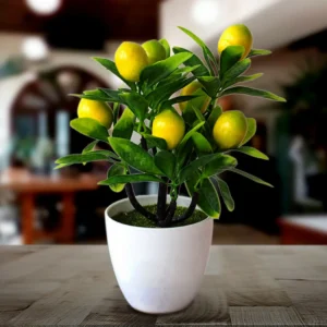 Artificial Lemon Tree Potted Plastic Fake Flowers Plant Outdoor Yard Garden Balcony Plant Potted Home Floral Decor
