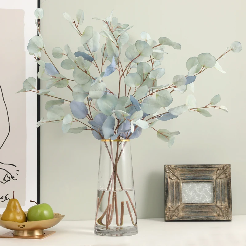 Autumn Artificial Eucalyptus Leaves Bouquets Fake Plants Silk Faux Apple Leaf Branches For Wedding Home Garden Decoration Wreath