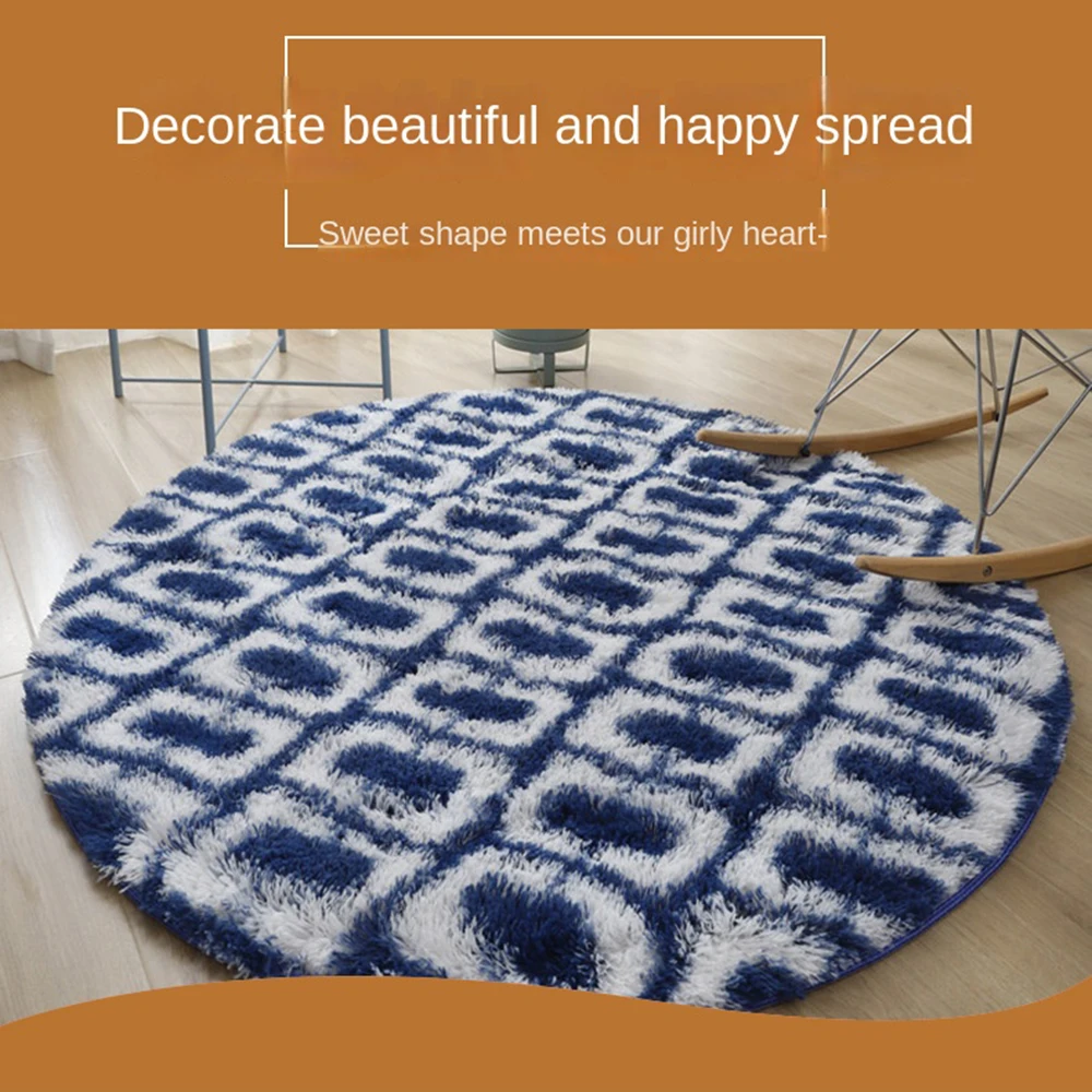 Fluffy Round Rug Carpets for Living Room Decor Faux Fur for Bedroom