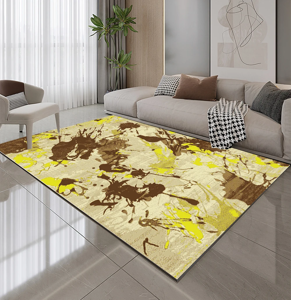 Japanese Light Luxury Living Room yellow Carpet Soft Waterable Bath Mat