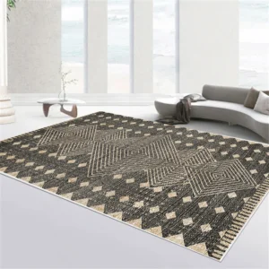 Black Abstract Printed Carpet Living Room Large Area Rugs